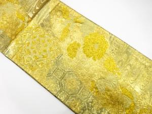 アンティーク　流水に牡丹・菊・華紋織り出し袋帯（材料）